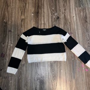 Black and white striped cropped sweater